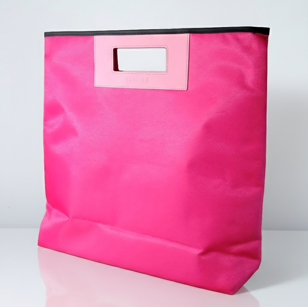 Clinique 16x14x3" NEW Large Hot Pink Tote Portfolio Bag Recycled Polyester Lined